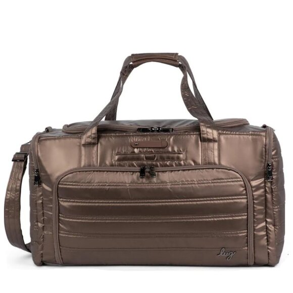 Lug Trolley Duffel Bag Metallic Espresso Brown Spacious Travel Bag
